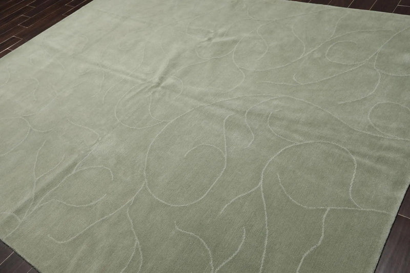 8' x 9'10'' Hand Knotted Tibetan 100% Wool Modern Oriental Area Rug Tone on Tone Mint