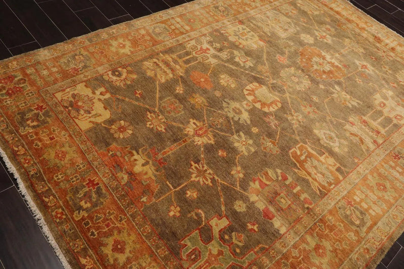 6'x9' Hand Knotted Oushak 100% Wool Oushak Traditional Oriental Area Rug Gray, Teracotta Color