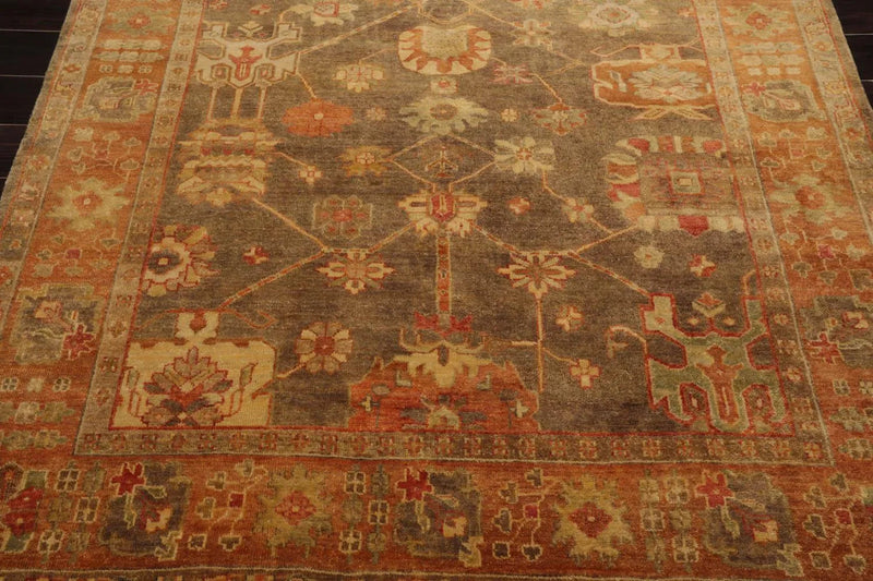 6'x9' Hand Knotted Oushak 100% Wool Oushak Traditional Oriental Area Rug Gray, Teracotta Color