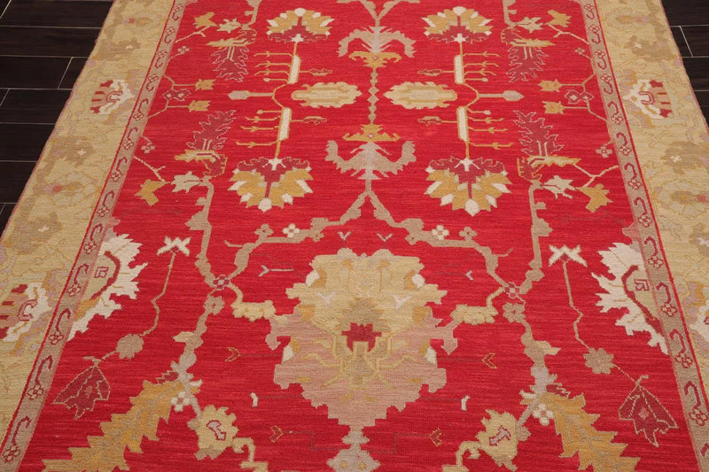 5'10''x8'10'' Hand Knotted Soumak 100% Wool Soumak Traditional Oriental Area Rug Chinese red, Gold Color
