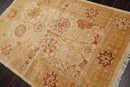 4'2''x6' Hand Knotted 100% Wool Peshawar Traditional Oriental Area Rug Beige, Gold Color