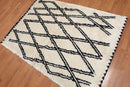4'3" x 6' Handmade Geometric Pattern Moroccan Shag Area Rug Beige