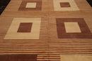 8'11"x11'10'' Hand Knotted Tibetan Wool Art Deco Modern Area Rug Beige Brown