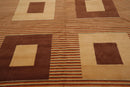 8'11"x11'10'' Hand Knotted Tibetan Wool Art Deco Modern Area Rug Beige Brown