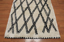 4'3" x 6' Handmade Geometric Pattern Moroccan Shag Area Rug Beige