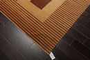 8'11"x11'10'' Hand Knotted Tibetan Wool Art Deco Modern Area Rug Beige Brown