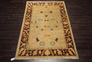 6'1''x9'1'' Hand Knotted Oushak 100% Wool Oushak Traditional Oriental Area Rug Pale Aqua, Chocolate Color