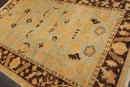6'1''x9'1'' Hand Knotted Oushak 100% Wool Oushak Traditional Oriental Area Rug Pale Aqua, Chocolate Color