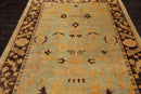 6'1''x9'1'' Hand Knotted Oushak 100% Wool Oushak Traditional Oriental Area Rug Pale Aqua, Chocolate Color