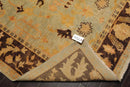 6'1''x9'1'' Hand Knotted Oushak 100% Wool Oushak Traditional Oriental Area Rug Pale Aqua, Chocolate Color