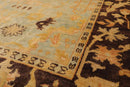 6'1''x9'1'' Hand Knotted Oushak 100% Wool Oushak Traditional Oriental Area Rug Pale Aqua, Chocolate Color