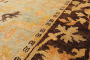 6'1''x9'1'' Hand Knotted Oushak 100% Wool Oushak Traditional Oriental Area Rug Pale Aqua, Chocolate Color