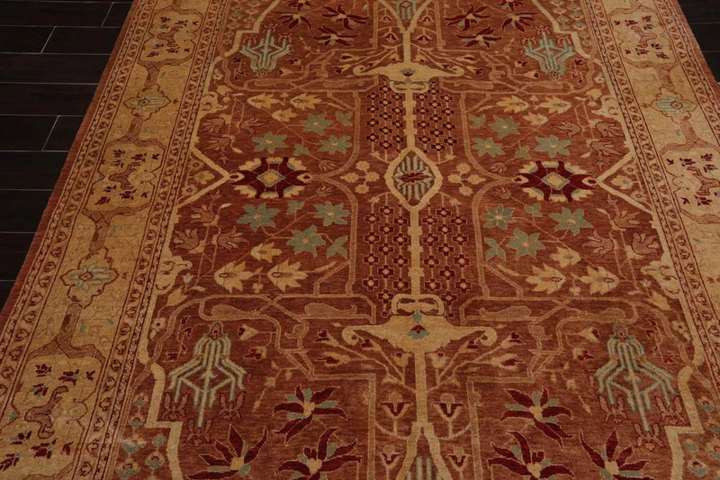 6x9 Hand Knotted 100% Wool Peshawar Traditional 200 KPSI Oriental Area Rug almond, Caramel Color