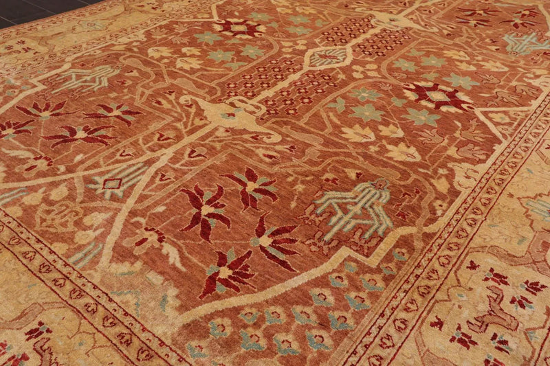 6x9 Hand Knotted 100% Wool Peshawar Traditional 200 KPSI Oriental Area Rug almond, Caramel Color