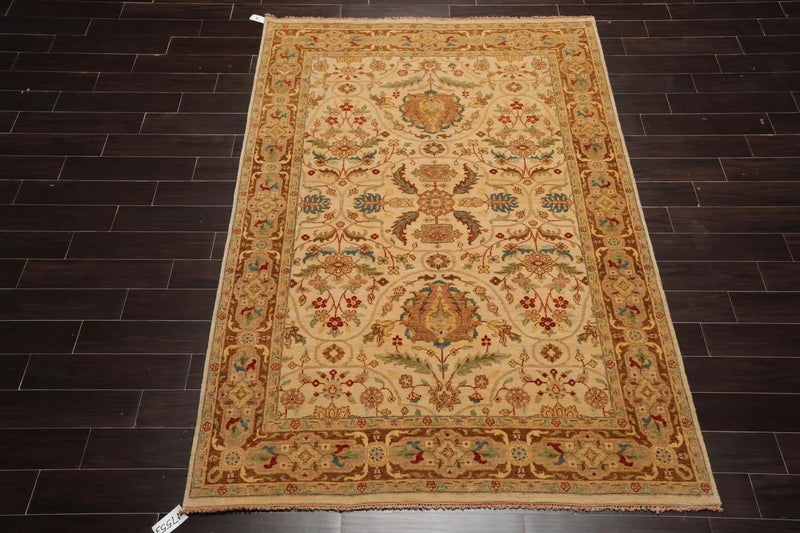 5'10''x8'7'' Hand Knotted 100% Wool Sultanabad Traditional Oriental Area Rug Beige, Brown Color