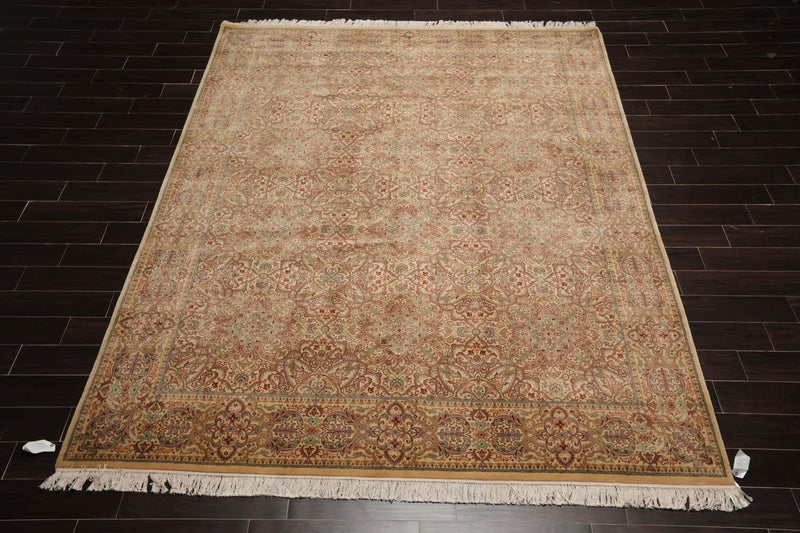 8'2"x10'3" Hand Knotted Wool 16/18 Pak Persian 350 KPSI Oriental Area Rug Beige