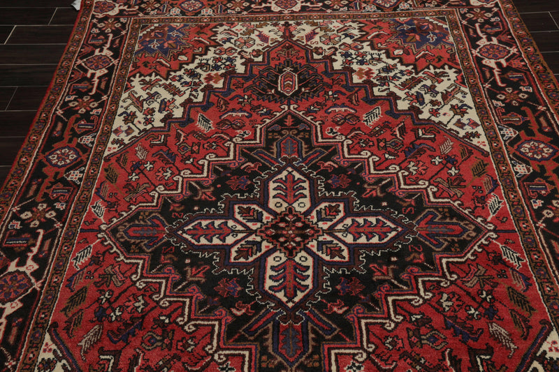 6'5" x 8'5" Hand Knotted 100% Wool Authentic Herizz Area Rug Traditional Rust