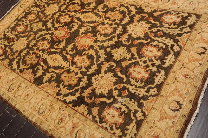 6'x8'10'' Hand Knotted Oushak 100% Wool Oushak Traditional Oriental Area Rug Brown, Beige Color