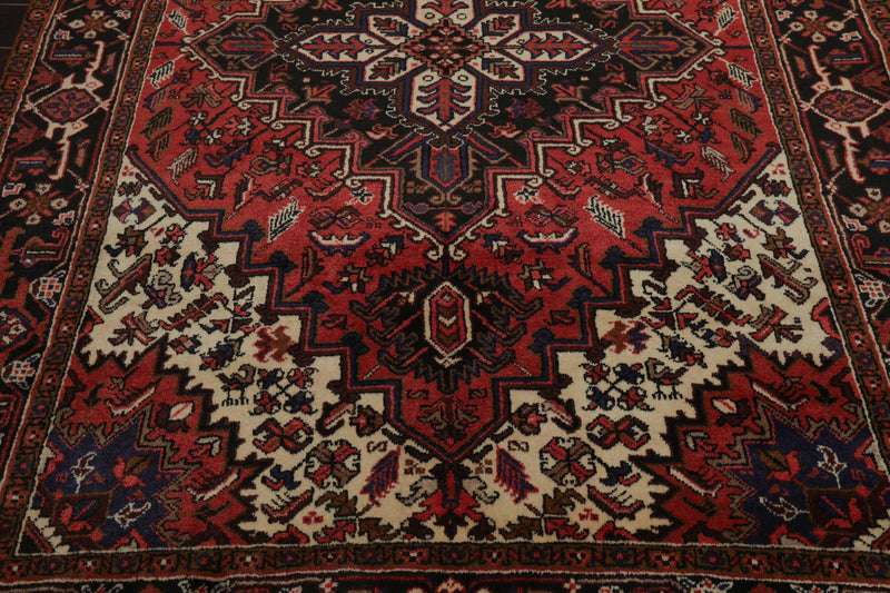 6'5" x 8'5" Hand Knotted 100% Wool Authentic Herizz Area Rug Traditional Rust