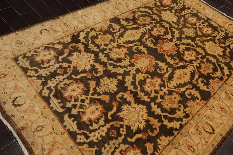 6'x8'10'' Hand Knotted Oushak 100% Wool Oushak Traditional Oriental Area Rug Brown, Beige Color