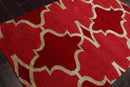 4'1''x6'1'' Hand Knotted Tibetan Wool and Bamboo Silk Kalaty Transitional  Oriental Area Rug Raspberry,Red Color