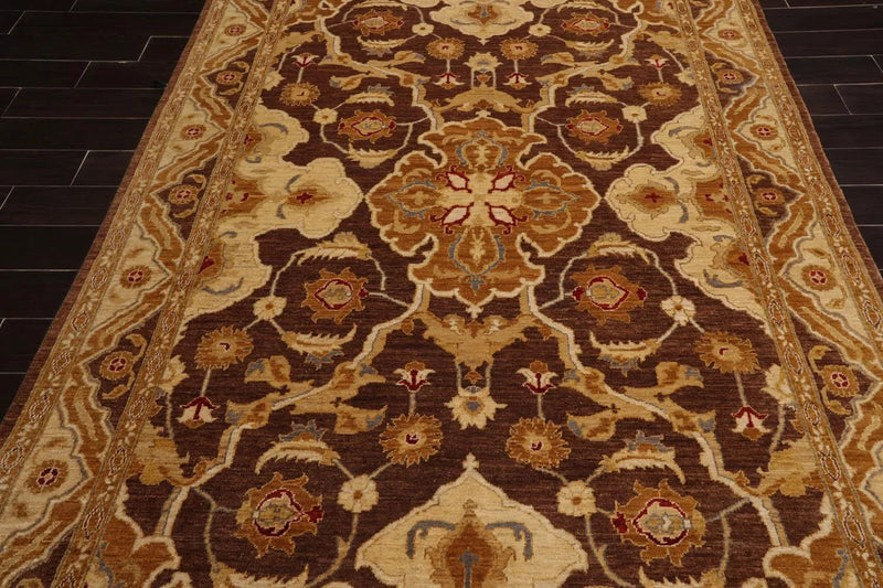 6'1''x9'3'' Hand Knotted 100% Wool Peshawar Traditional Oriental Area Rug Brown, Beige Color