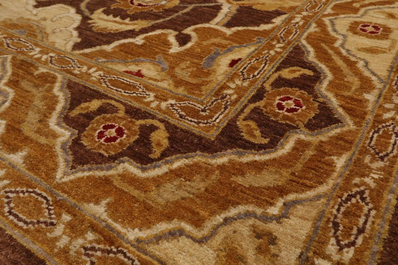 6'1''x9'3'' Hand Knotted 100% Wool Peshawar Traditional Oriental Area Rug Brown, Beige Color