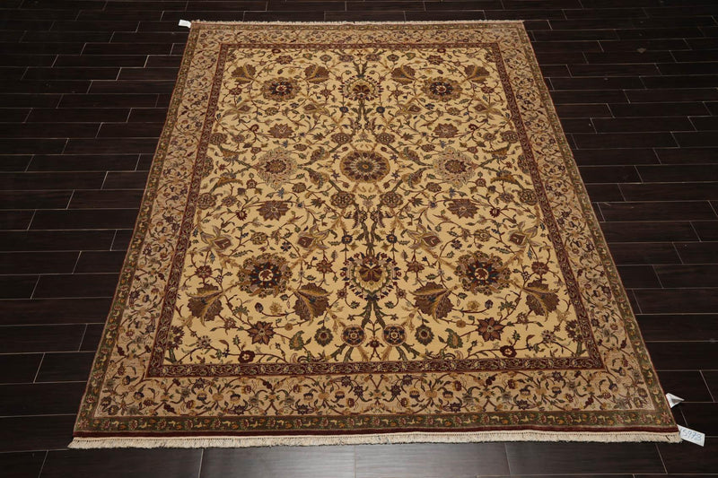8' x 10'4" Hand Knotted Traditional Wool 200 KPSI Agra Oriental Area Rug Beige