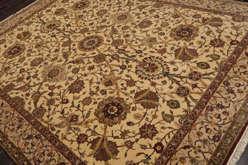 8' x 10'4" Hand Knotted Traditional Wool 200 KPSI Agra Oriental Area Rug Beige