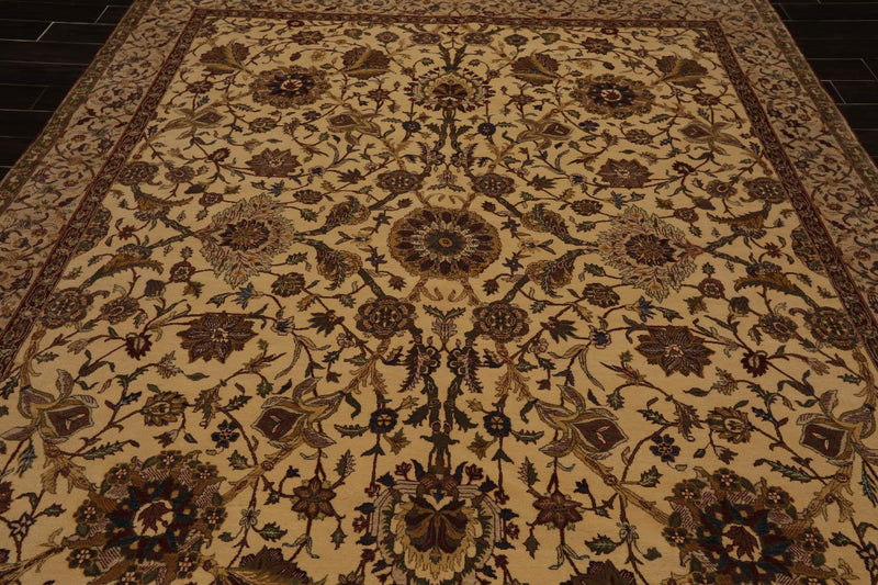 8' x 10'4" Hand Knotted Traditional Wool 200 KPSI Agra Oriental Area Rug Beige