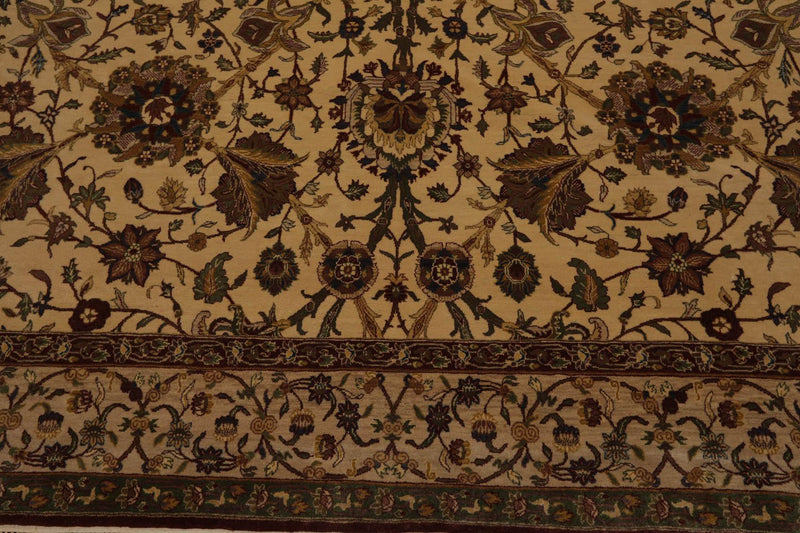 8' x 10'4" Hand Knotted Traditional Wool 200 KPSI Agra Oriental Area Rug Beige