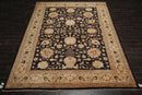 9' x 11'11" Hand Knotted 100% Wool Peshawar Stone Wash Area Rug Dark Chocolate