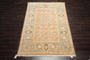 6'x8'9'' Hand Knotted 100% Wool Peshawar Traditional Oriental Area Rug Taupe, Aqua Color