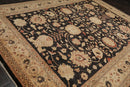 9' x 11'11" Hand Knotted 100% Wool Peshawar Stone Wash Area Rug Dark Chocolate