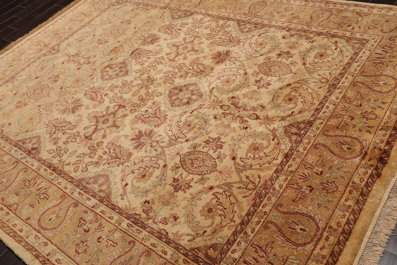 7'9" x 9'8" Hand Knotted Traditional Wool Agra Oriental Area Rug Warm Beige