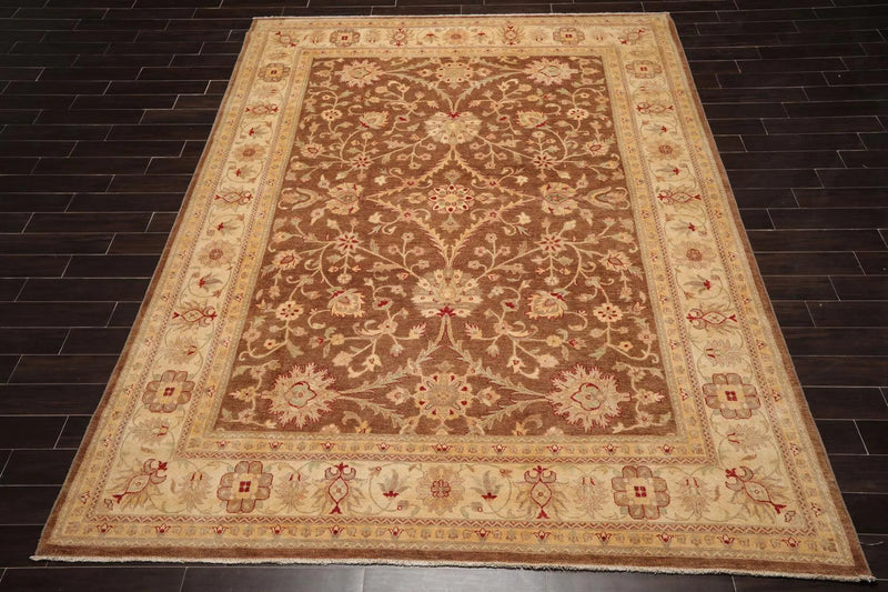 9' x 12' Hand Knotted Wool Peshawar Traditional Oriental Area Rug Brown