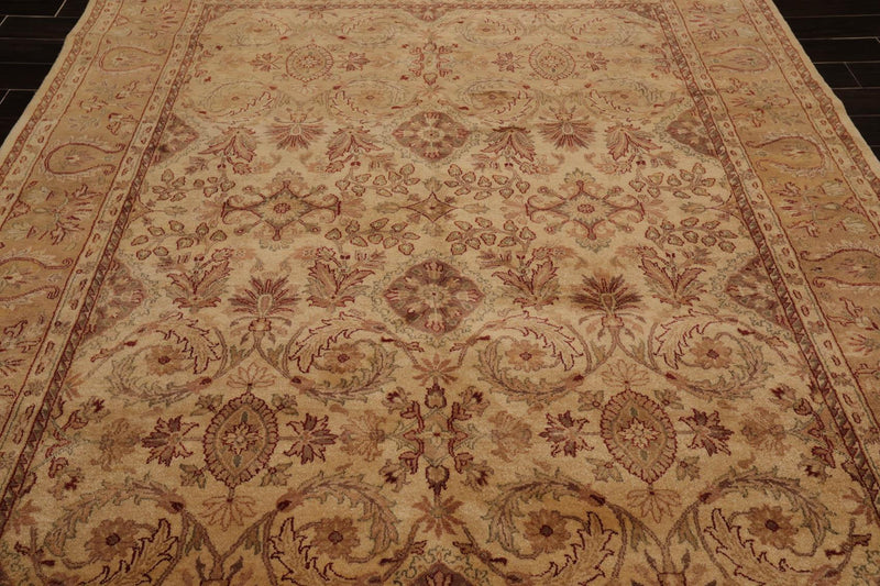 7'9" x 9'8" Hand Knotted Traditional Wool Agra Oriental Area Rug Warm Beige