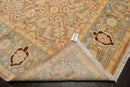6'x8'9'' Hand Knotted 100% Wool Peshawar Traditional Oriental Area Rug Taupe, Aqua Color