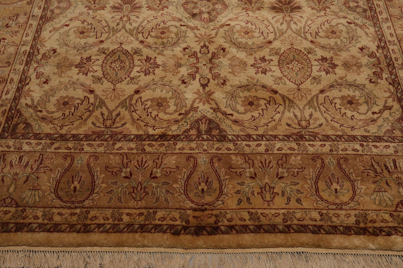 7'9" x 9'8" Hand Knotted Traditional Wool Agra Oriental Area Rug Warm Beige