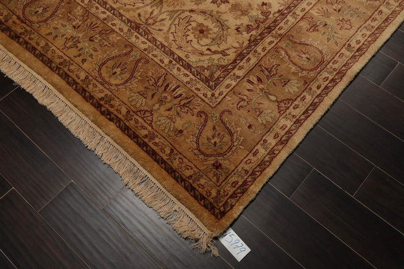 7'9" x 9'8" Hand Knotted Traditional Wool Agra Oriental Area Rug Warm Beige