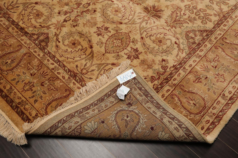7'9" x 9'8" Hand Knotted Traditional Wool Agra Oriental Area Rug Warm Beige