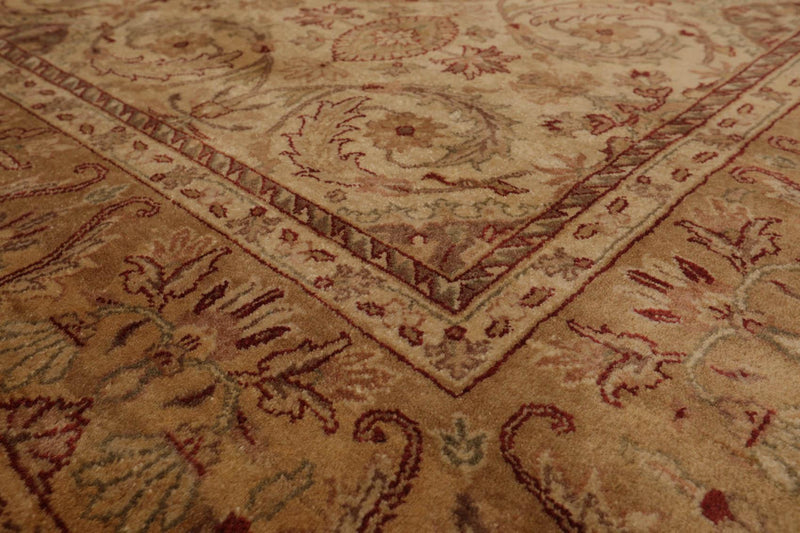 7'9" x 9'8" Hand Knotted Traditional Wool Agra Oriental Area Rug Warm Beige