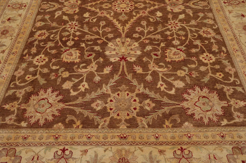 9' x 12' Hand Knotted Wool Peshawar Traditional Oriental Area Rug Brown
