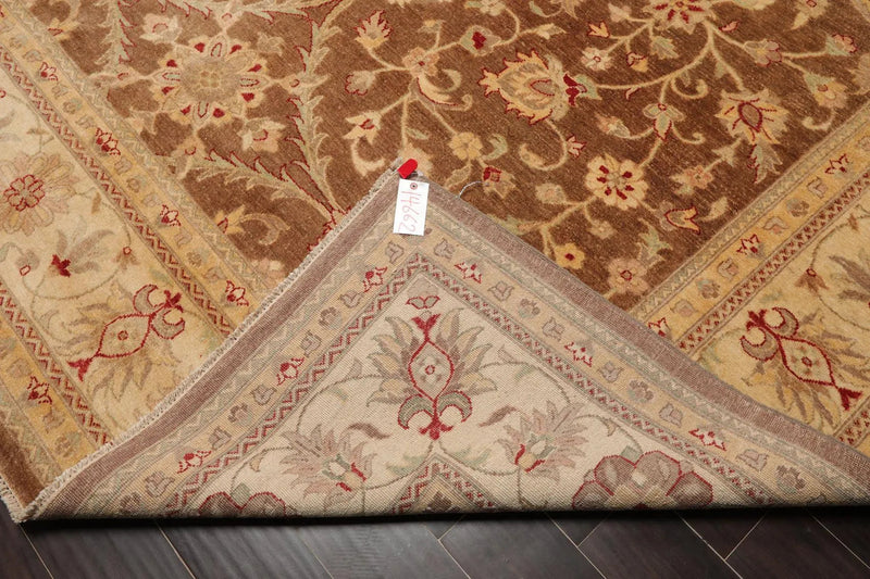 9' x 12' Hand Knotted Wool Peshawar Traditional Oriental Area Rug Brown