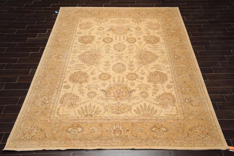 8'11'' x 11'6'' Hand Knotted 100% Wool Peshawar Oriental Area Rug Beige
