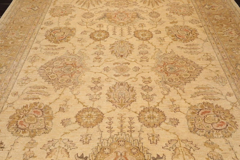 8'11'' x 11'6'' Hand Knotted 100% Wool Peshawar Oriental Area Rug Beige