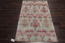 3'9''x5'9'' Hand Knotted Tibetan Wool and Bamboo Tibetan Traditional Oriental Area Rug Gray, Aubergine Color