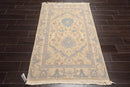 3'7''x5'8'' Hand Knotted Soumak 100% Wool Soumak Traditional Oriental Area Rug Beige, Aqua Color
