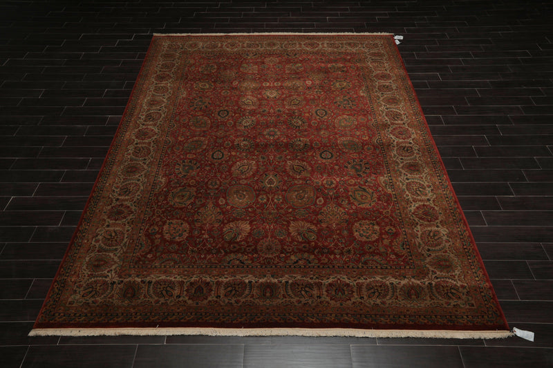 9' x 12'1" Hand Knotted 100% Wool 250 KPSI Saroukk Oriental Area Rug Rust