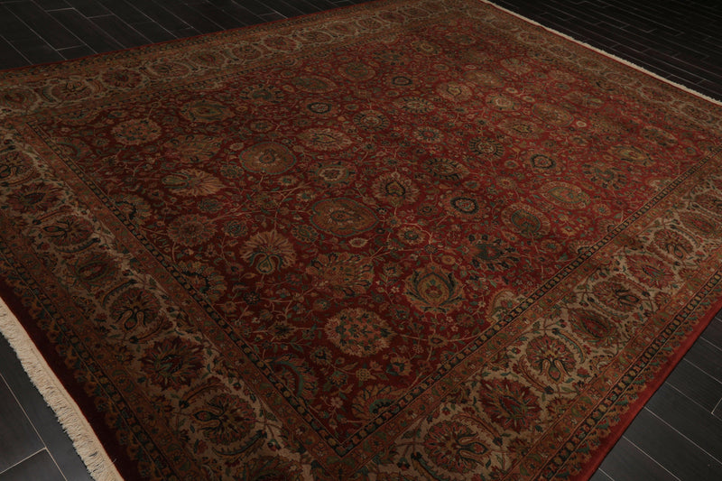 9' x 12'1" Hand Knotted 100% Wool 250 KPSI Saroukk Oriental Area Rug Rust